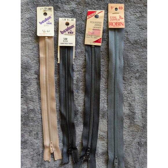 Lot of 7 Vintage NWT/NOS Nylon/Polyester Coil Zippers Multiple Lengths - Picture 2 of 4